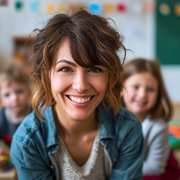 Lächelnde Kindergärtnerin